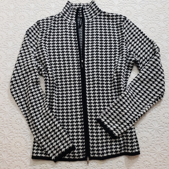 Venini Sweaters - Houndstooth Sweater Jacket, Venini,Sz L